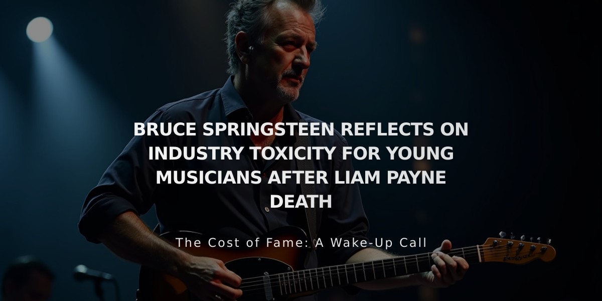 Bruce Springsteen Warns About Music Industry's Deadly Toll on Young Artists After Liam Payne's Death