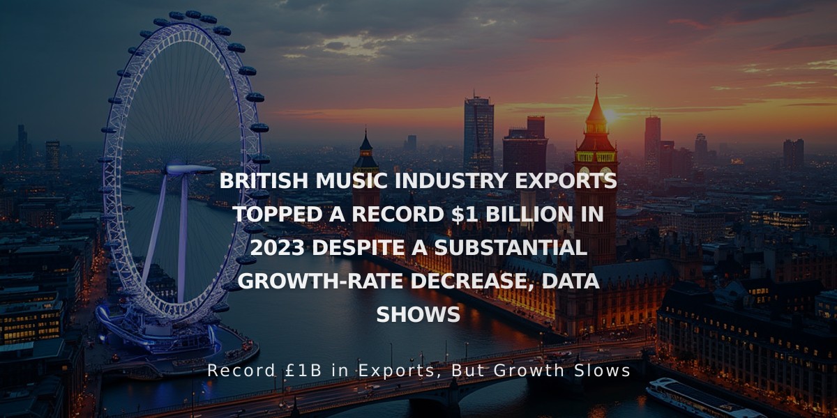 UK Music Industry Hits Historic $1 Billion Export Milestone in 2023 Despite Slower Growth