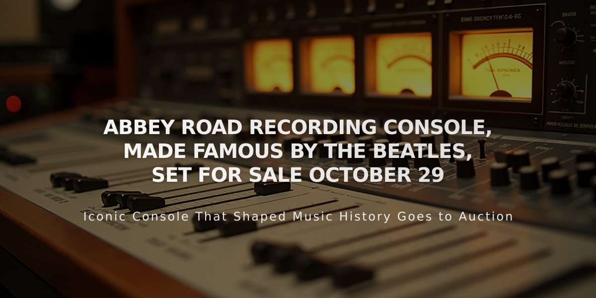 Historic Beatles' Abbey Road Console Hits the Market After 50-Year Journey