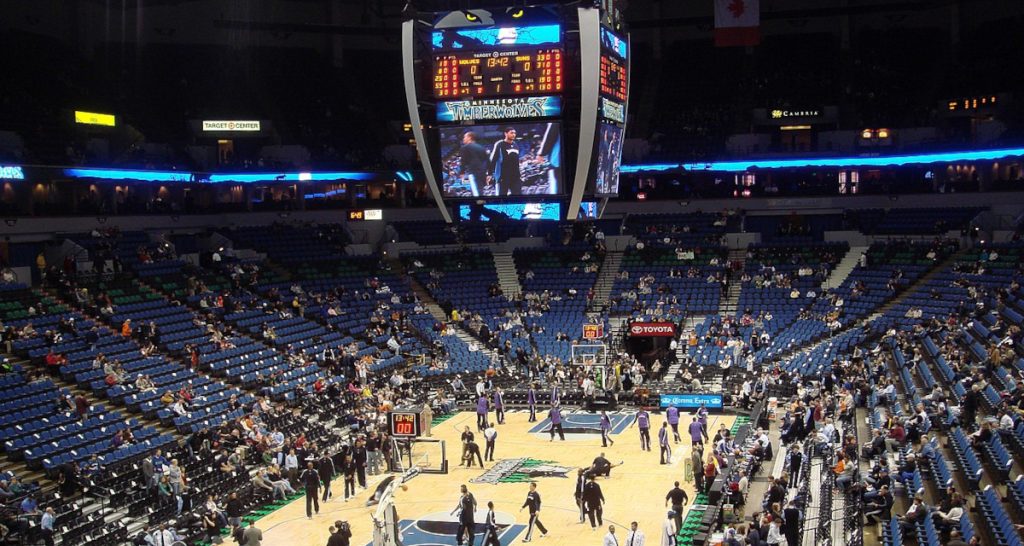 Basketball game at Timberwolves arena