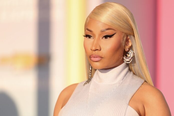 Nicki Minaj in white turtleneck