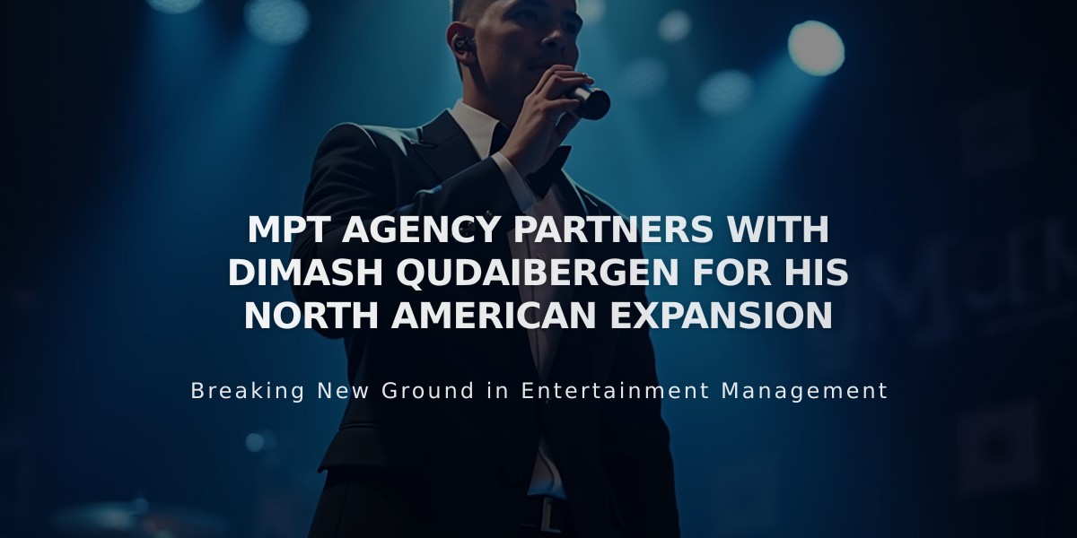 MPT Agency Teams Up with Global Sensation Dimash Qudaibergen to Launch North American Journey