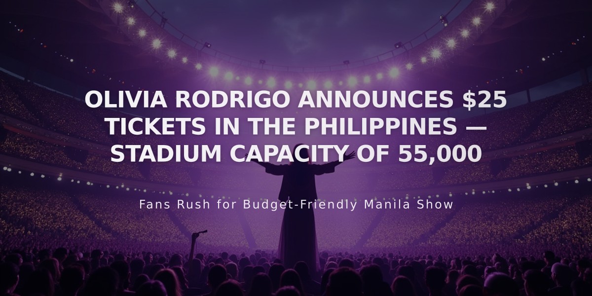 Olivia Rodrigo Sets $25 Flat-Rate Concert at Philippine Arena's 55,000-Seat Venue