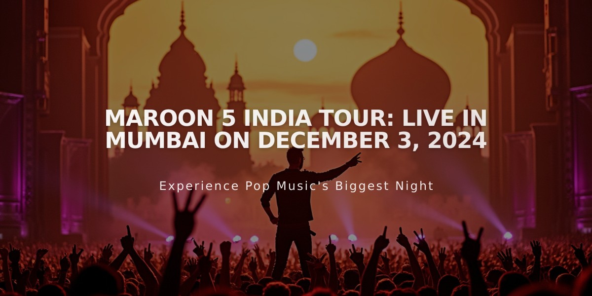 Maroon 5's Historic Mumbai Debut: Band's First-Ever India Concert Set for December 2024