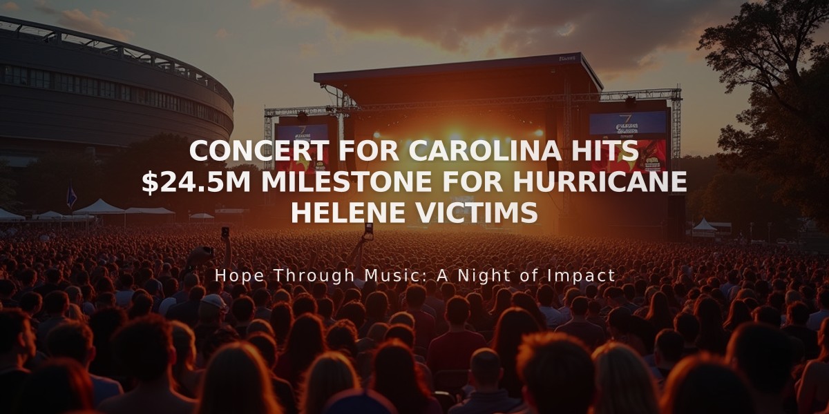 Concert for Carolina Hits $24.5M Milestone for Hurricane Helene Victims