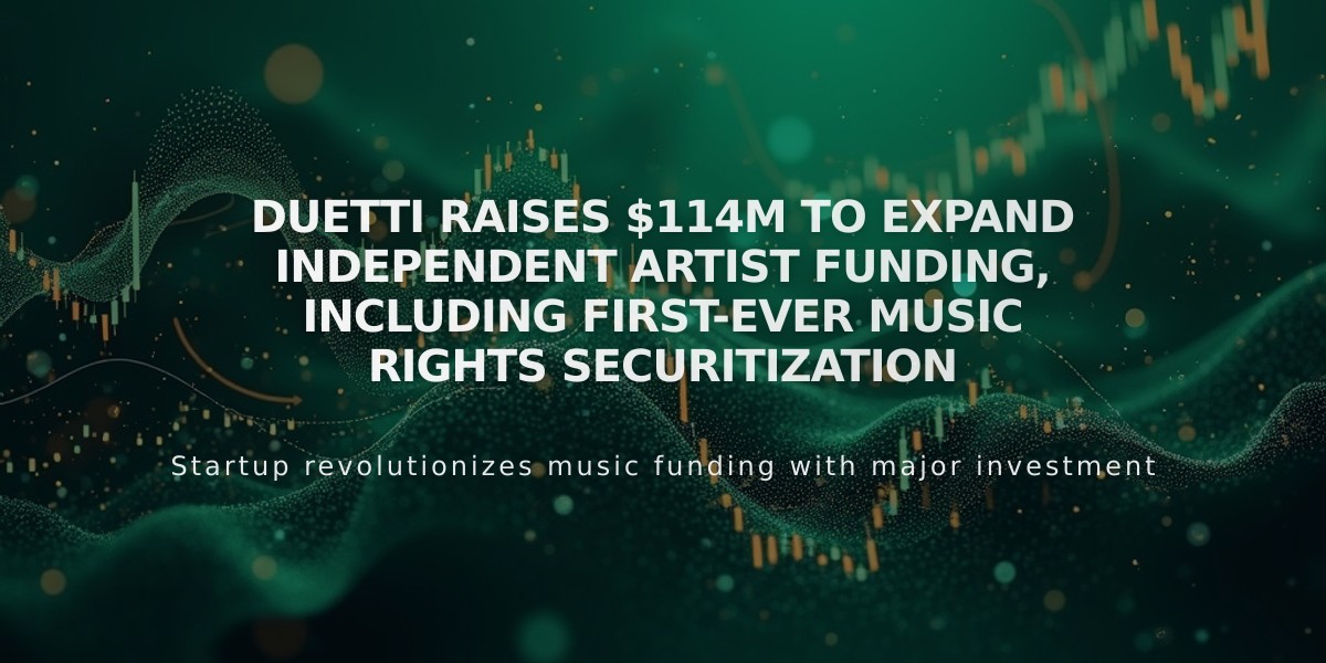 Duetti Raises $114M to Expand Independent Artist Funding, Including First-Ever Music Rights Securitization