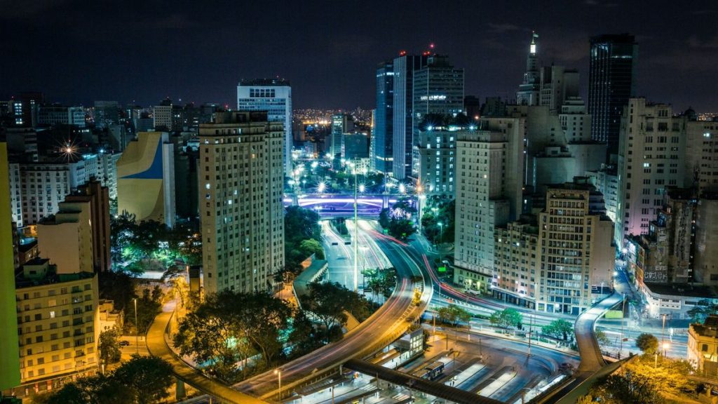 Brazilian skyline with urban highway