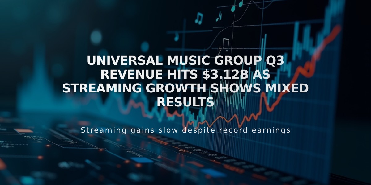 Universal Music Group Q3 Revenue Hits $3.12B as Streaming Growth Shows Mixed Results