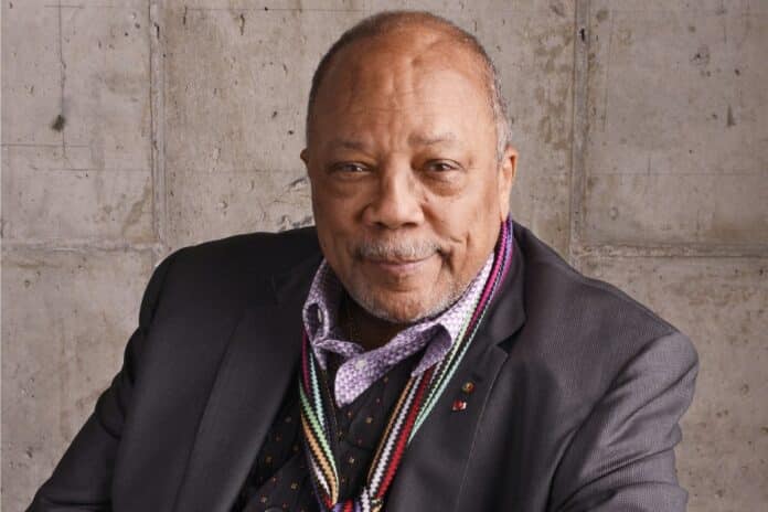 Quincy Jones in dark suit