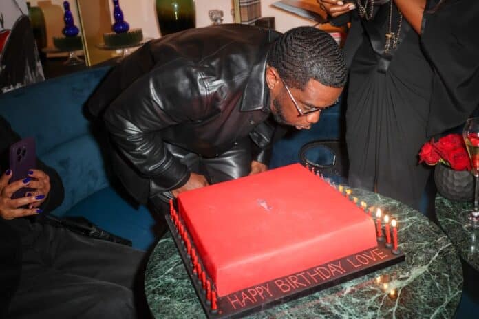 Diddy blows birthday candles