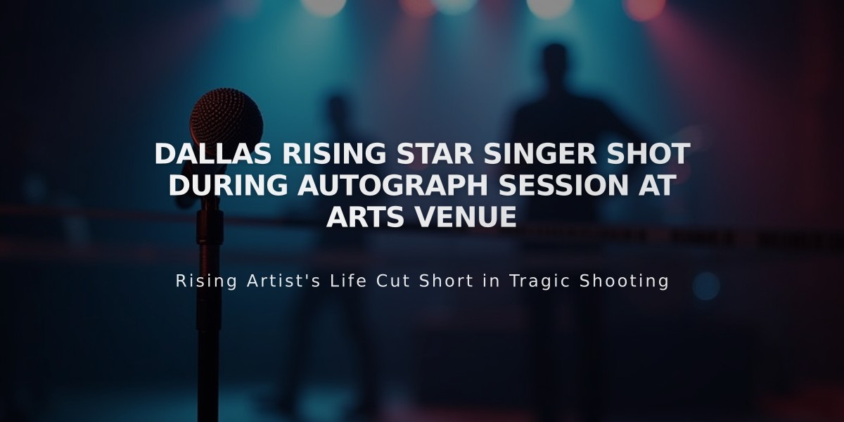 Dallas Rising Star Singer Shot During Autograph Session at Arts Venue