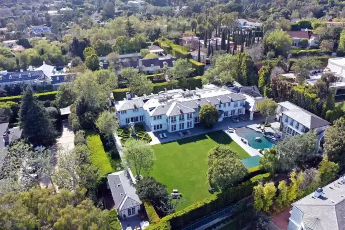 Aerial view of Diddy's Beverly Hills mansion