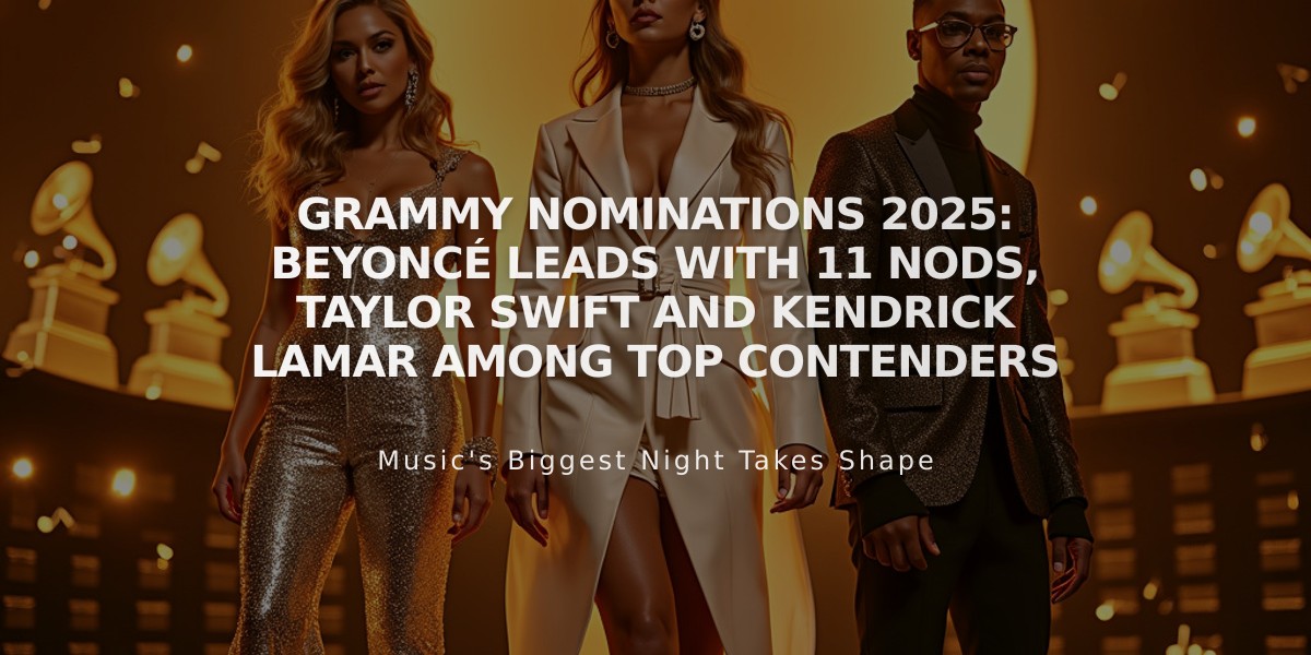 Grammy Nominations 2025: Beyoncé Leads with 11 Nods, Taylor Swift and Kendrick Lamar Among Top Contenders