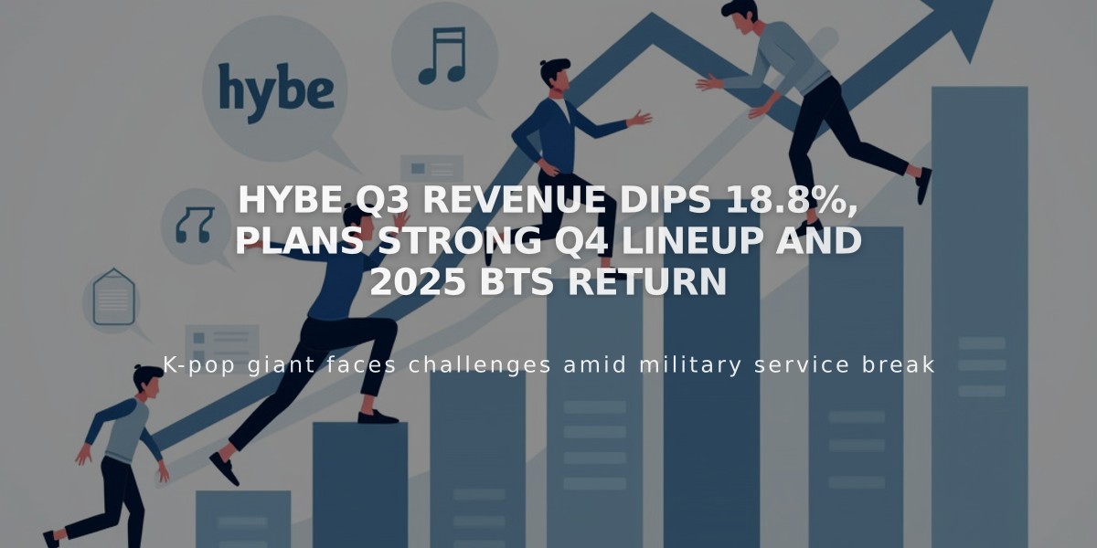 Hybe Q3 Revenue Dips 18.8%, Plans Strong Q4 Lineup and 2025 BTS Return