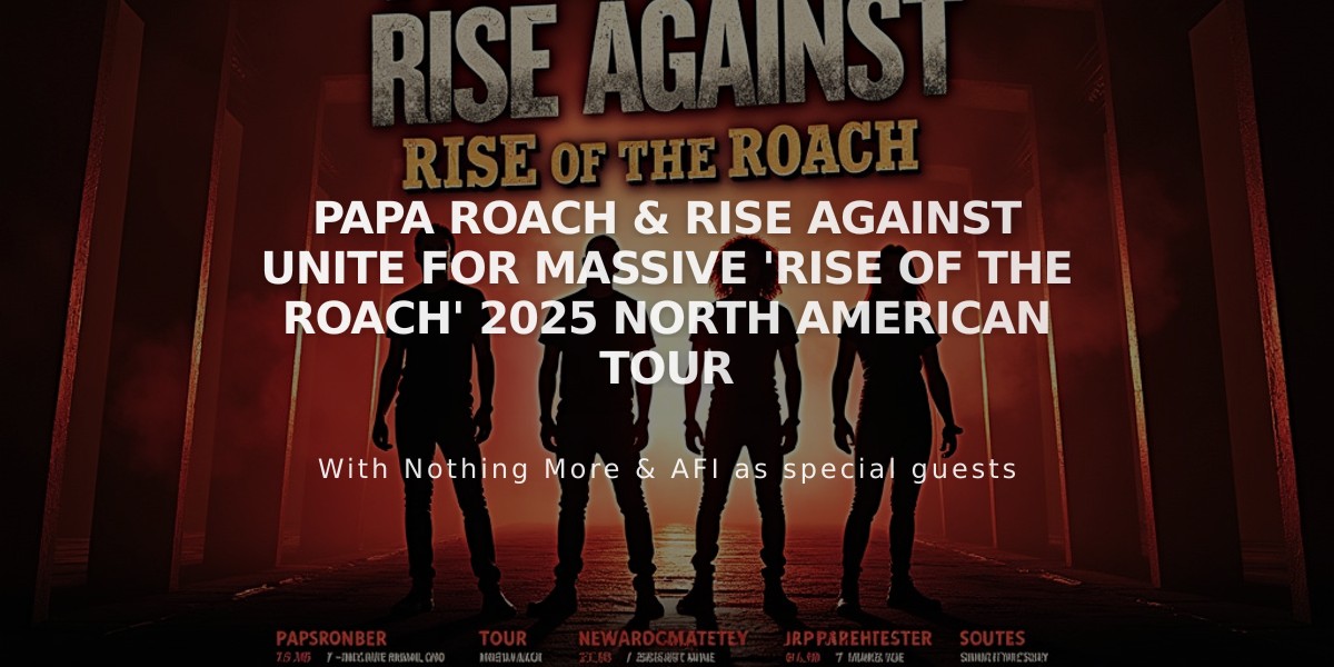 Papa Roach & Rise Against Unite for Massive 'Rise of the Roach' 2025 North American Tour