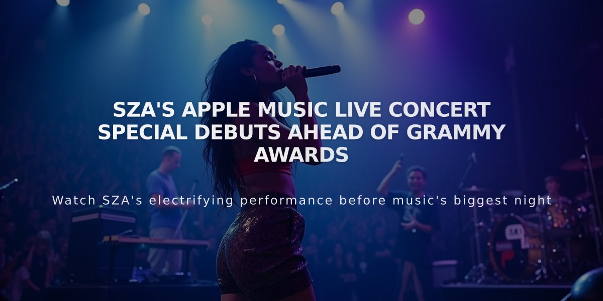 SZA's Apple Music Live Concert Special Debuts Ahead of Grammy Awards