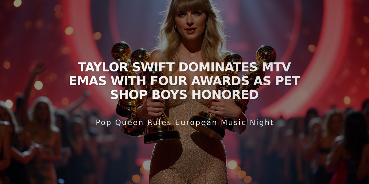 Taylor Swift Dominates MTV EMAs with Four Awards as Pet Shop Boys Honored