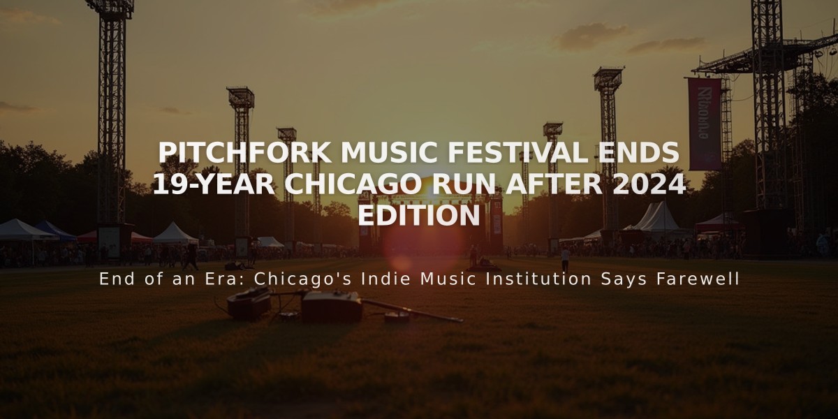 Pitchfork Music Festival Ends 19-Year Chicago Run After 2024 Edition