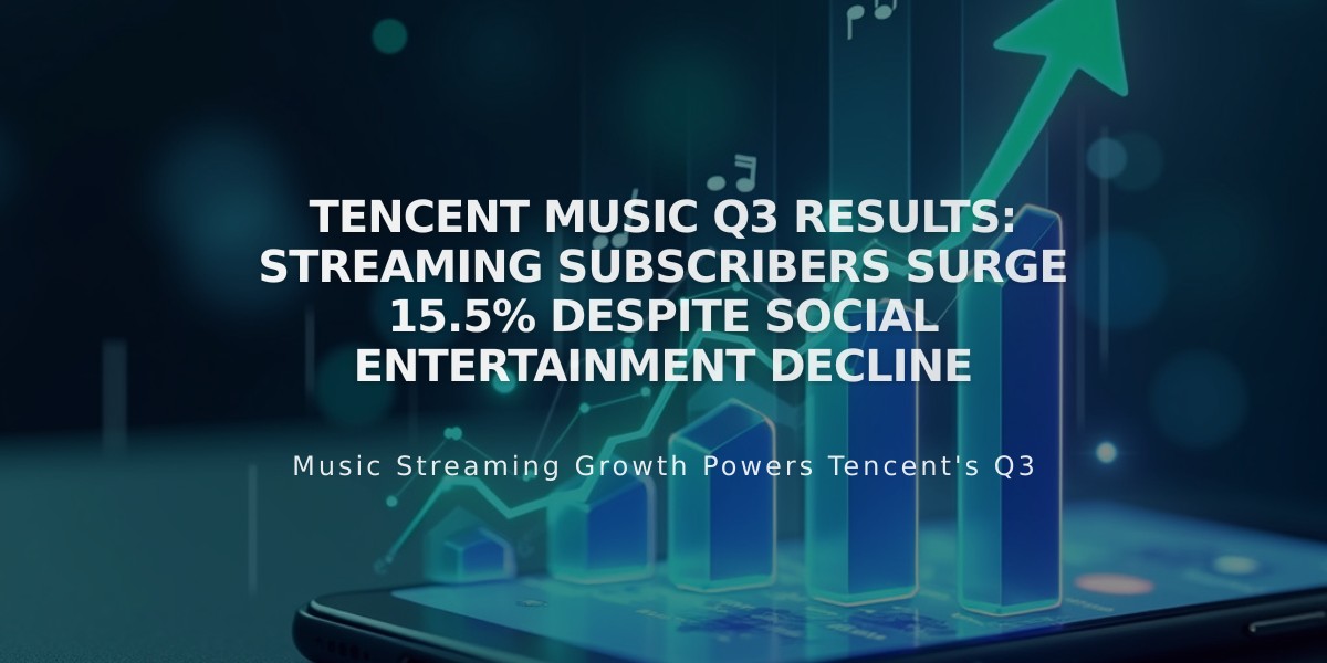 Tencent Music Q3 Results: Streaming Subscribers Surge 15.5% Despite Social Entertainment Decline