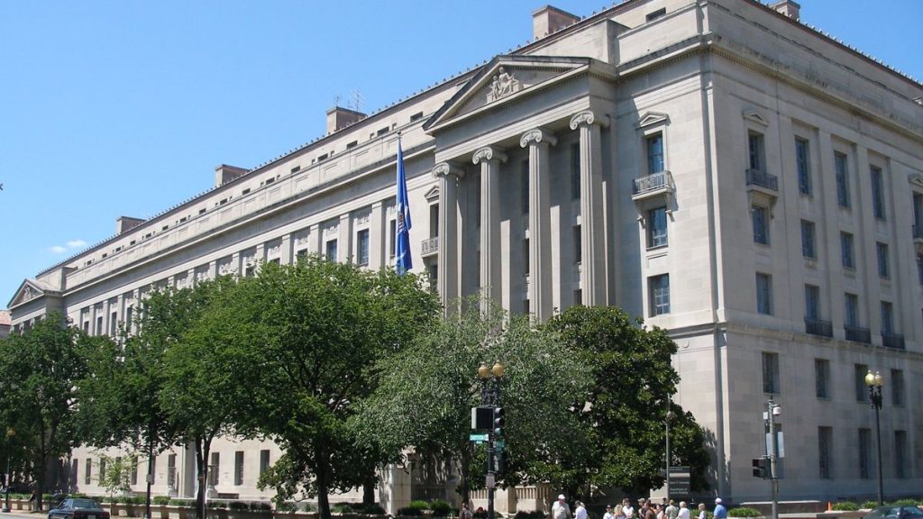 DOJ headquarters building in Washington DC