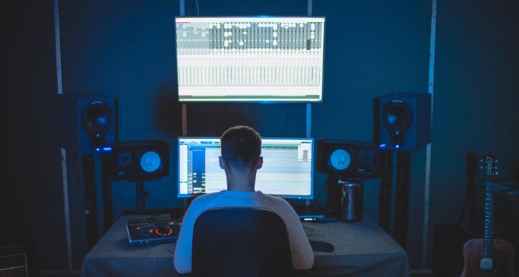 Person using audio production software