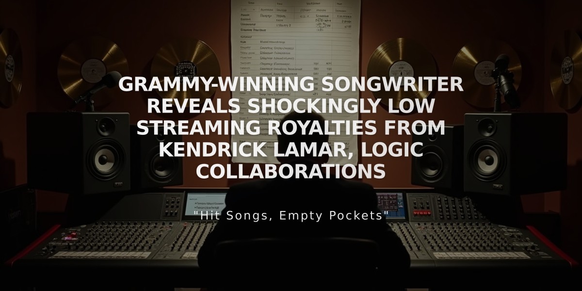 Grammy-Winning Songwriter Reveals Shockingly Low Streaming Royalties from Kendrick Lamar, Logic Collaborations