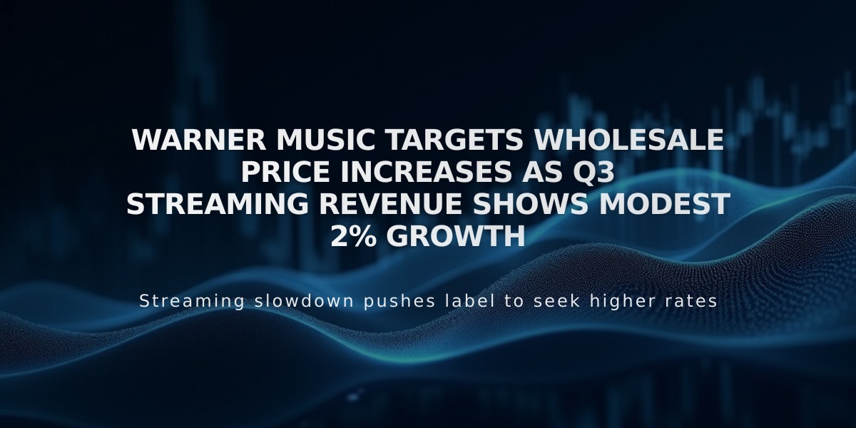 Warner Music Targets Wholesale Price Increases as Q3 Streaming Revenue Shows Modest 2% Growth