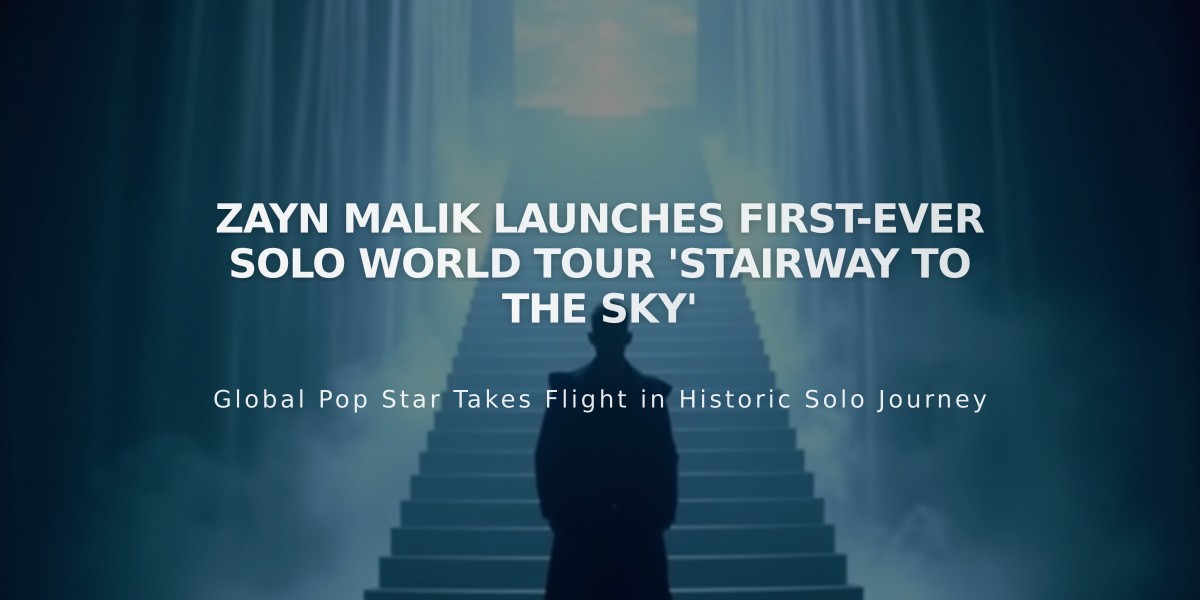 Zayn Malik Launches First-Ever Solo World Tour 'Stairway to the Sky'