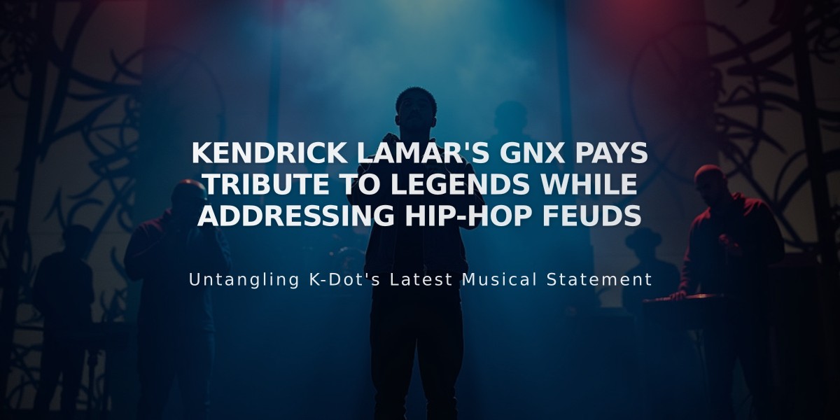 Kendrick Lamar's GNX Pays Tribute to Legends While Addressing Hip-Hop Feuds