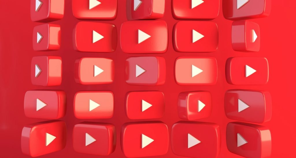 Grid of red YouTube play icons