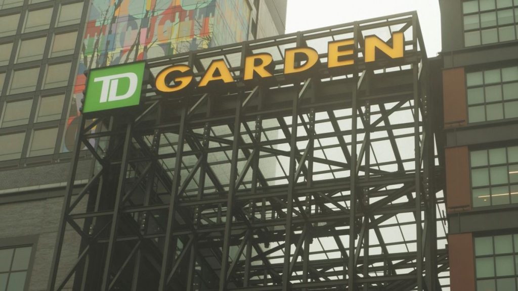 TD Garden arena exterior at night