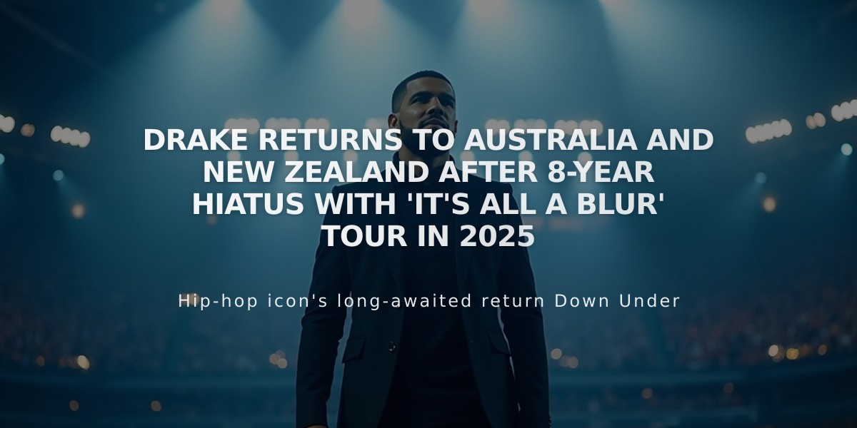 Drake Returns to Australia and New Zealand After 8-Year Hiatus with 'It's All A Blur' Tour in 2025