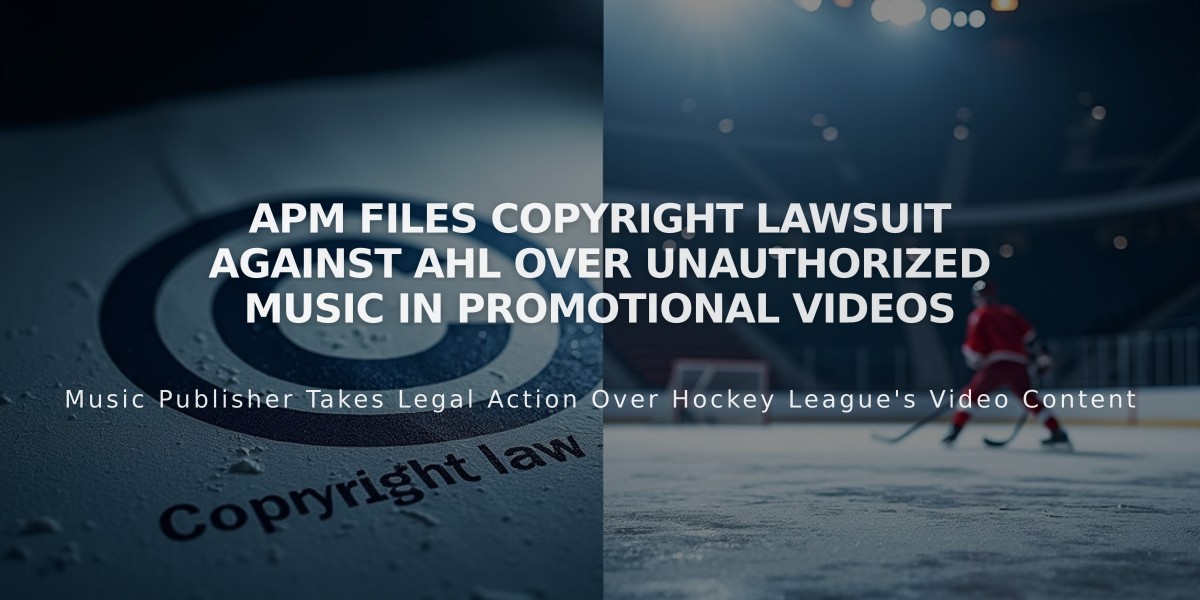 APM Files Copyright Lawsuit Against AHL Over Unauthorized Music in Promotional Videos