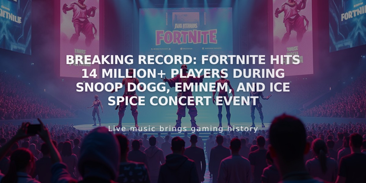 Breaking Record: Fortnite Hits 14 Million+ Players During Snoop Dogg, Eminem, and Ice Spice Concert Event