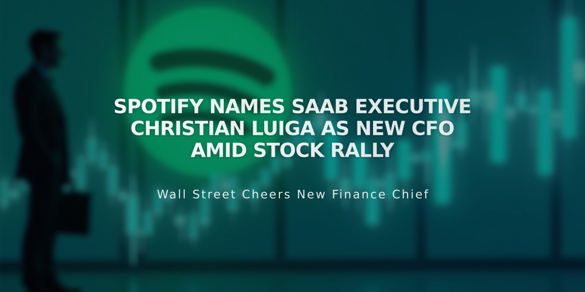 Spotify Names Saab Executive Christian Luiga as New CFO Amid Stock Rally