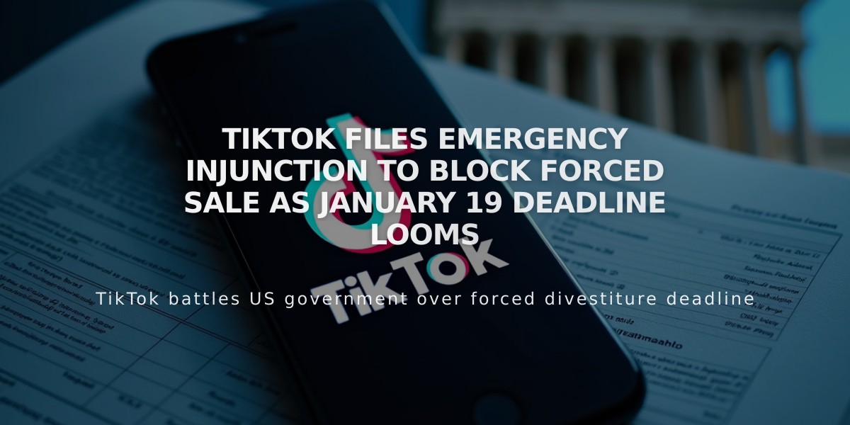 TikTok Files Emergency Injunction to Block Forced Sale as January 19 Deadline Looms