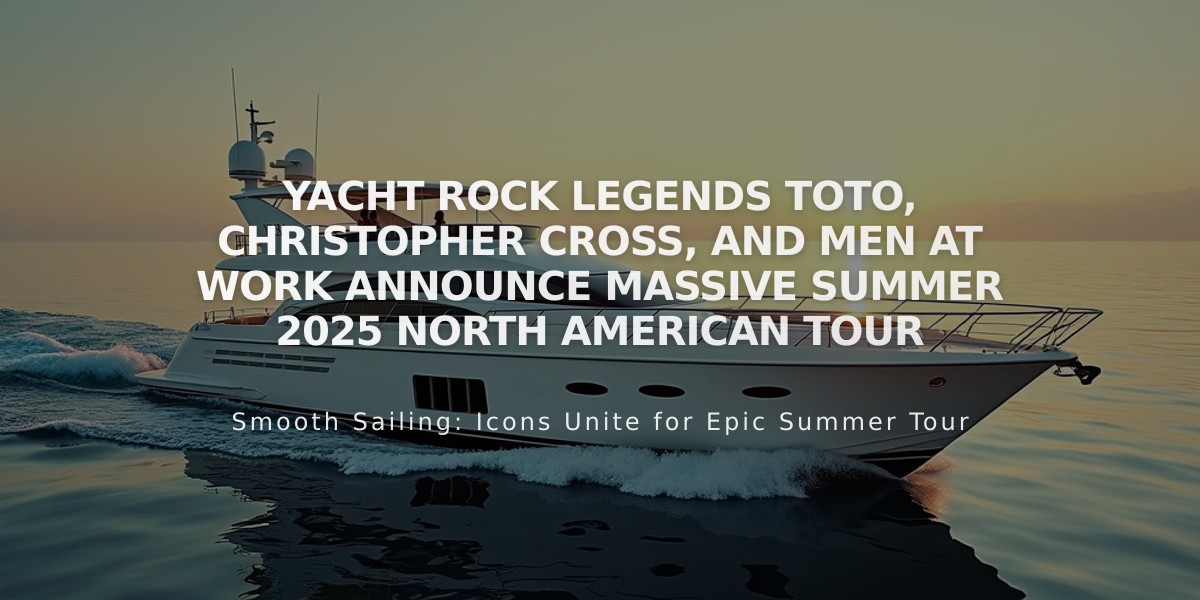 Yacht Rock Legends Toto, Christopher Cross, and Men at Work Announce Massive Summer 2025 North American Tour