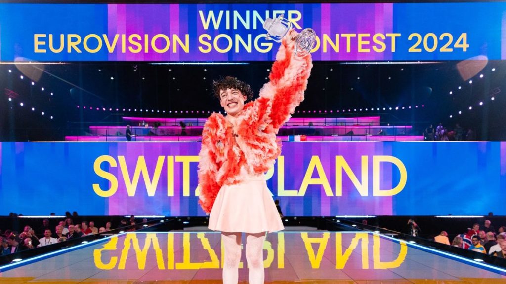 Eurovision winner celebrates with trophy