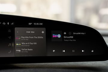 SiriusXM car radio display screen