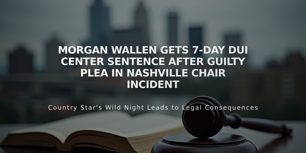 Morgan Wallen Gets 7-Day DUI Center Sentence After Guilty Plea in Nashville Chair Incident