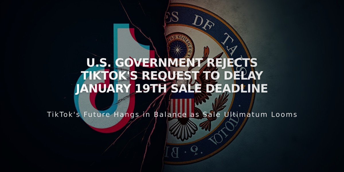 U.S. Government Rejects TikTok's Request to Delay January 19th Sale Deadline