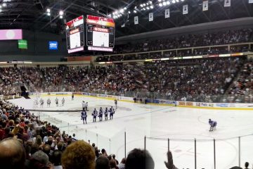 Hockey players on indoor rink