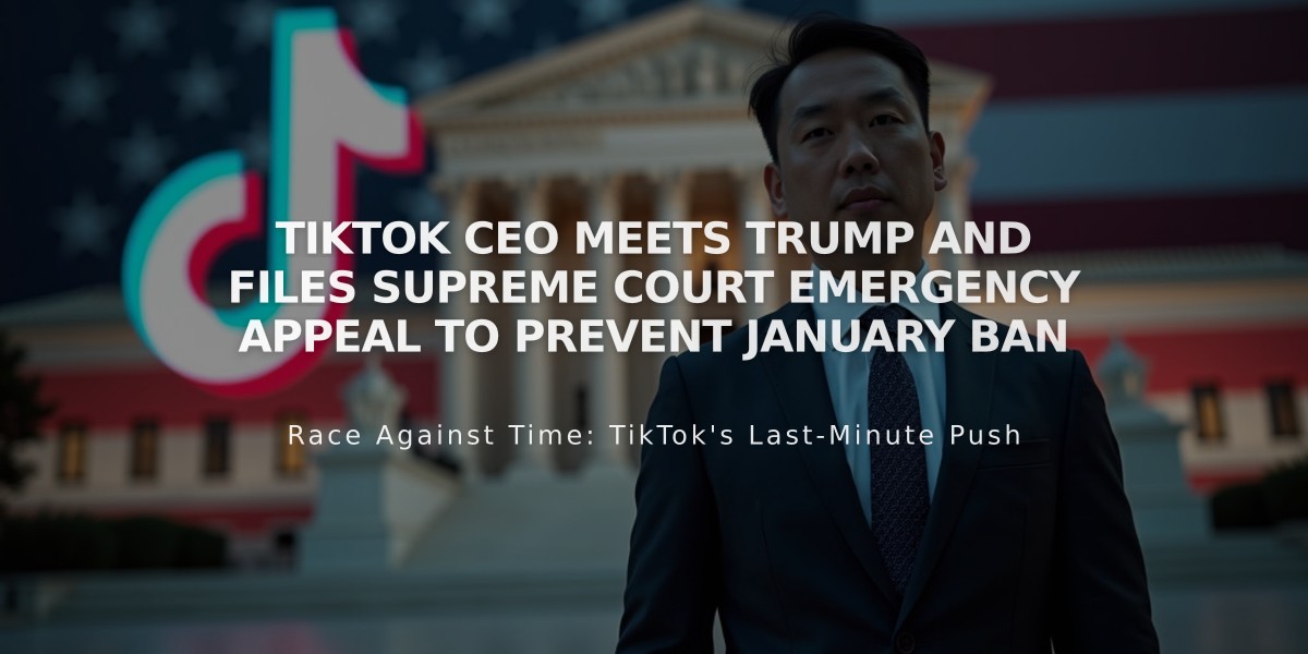 TikTok CEO Meets Trump and Files Supreme Court Emergency Appeal to Prevent January Ban