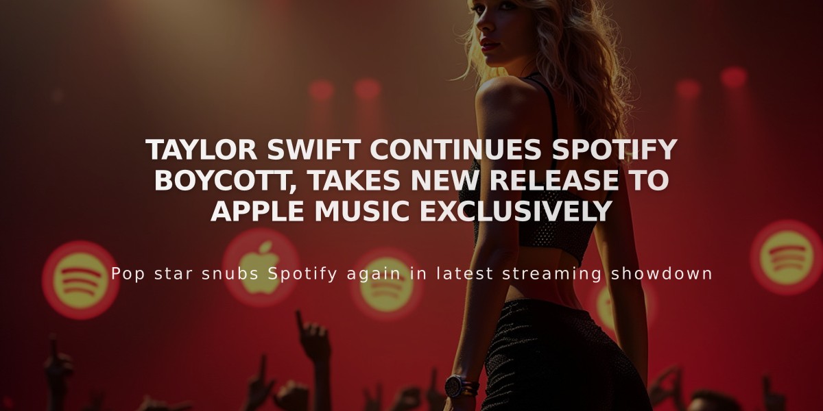 Taylor Swift Continues Spotify Boycott, Takes New Release to Apple Music Exclusively