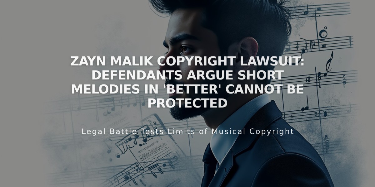 Zayn Malik Copyright Lawsuit: Defendants Argue Short Melodies in 'Better' Cannot Be Protected