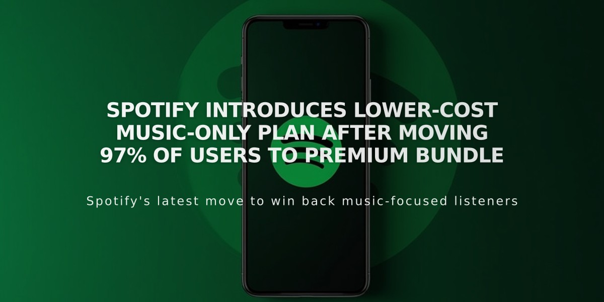 Spotify Introduces Lower-Cost Music-Only Plan After Moving 97% of Users to Premium Bundle