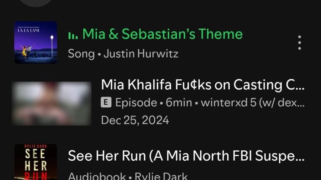 Spotify search showing adult content results