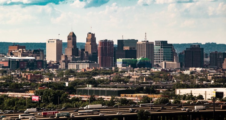 Newark cityscape with highway