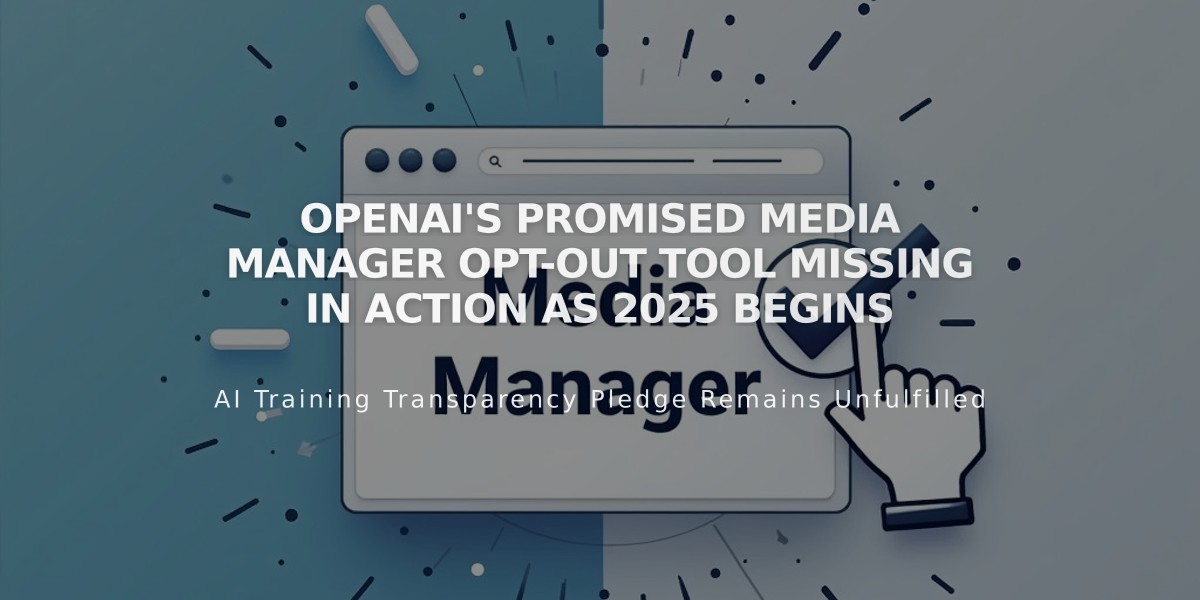 OpenAI's Promised Media Manager Opt-Out Tool Missing in Action as 2025 Begins