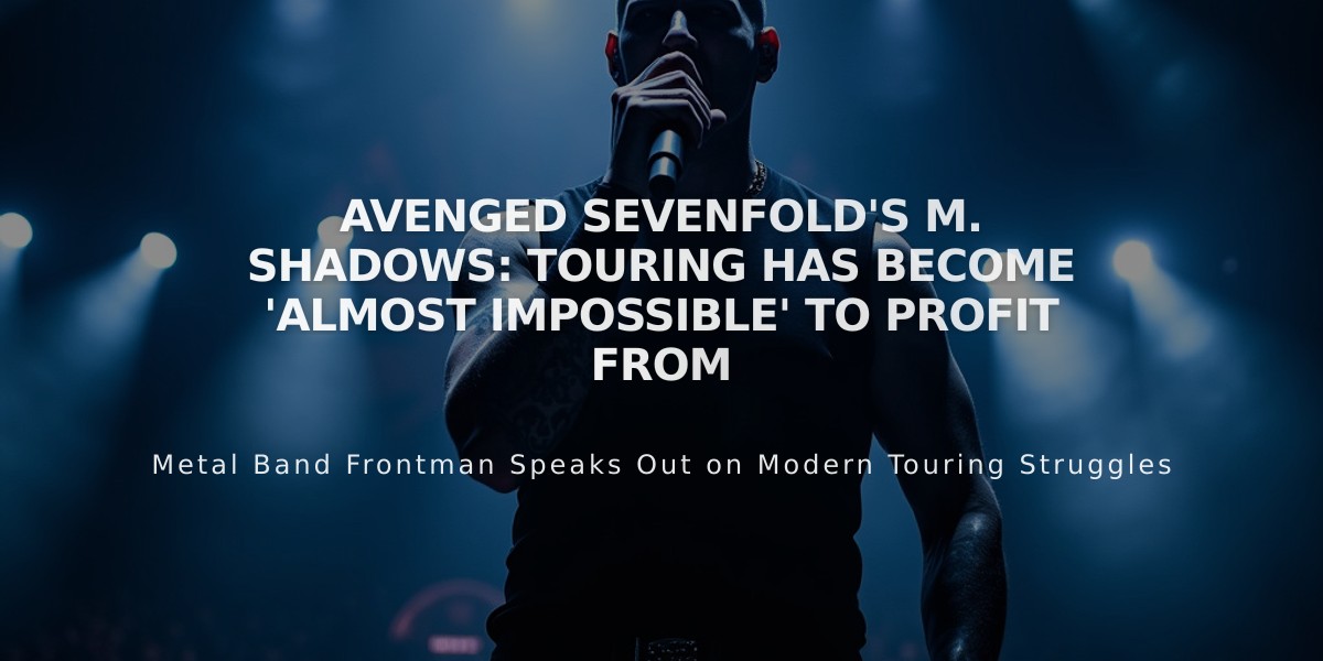 Avenged Sevenfold's M. Shadows: Touring Has Become 'Almost Impossible' to Profit From